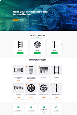 汽车用品官网合作案例 - 汽车配件个性化升级服务展示