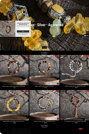 水晶饰品网站合作案例 - 水晶银饰沉香等饰品展示